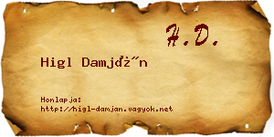 Higl Damján névjegykártya
